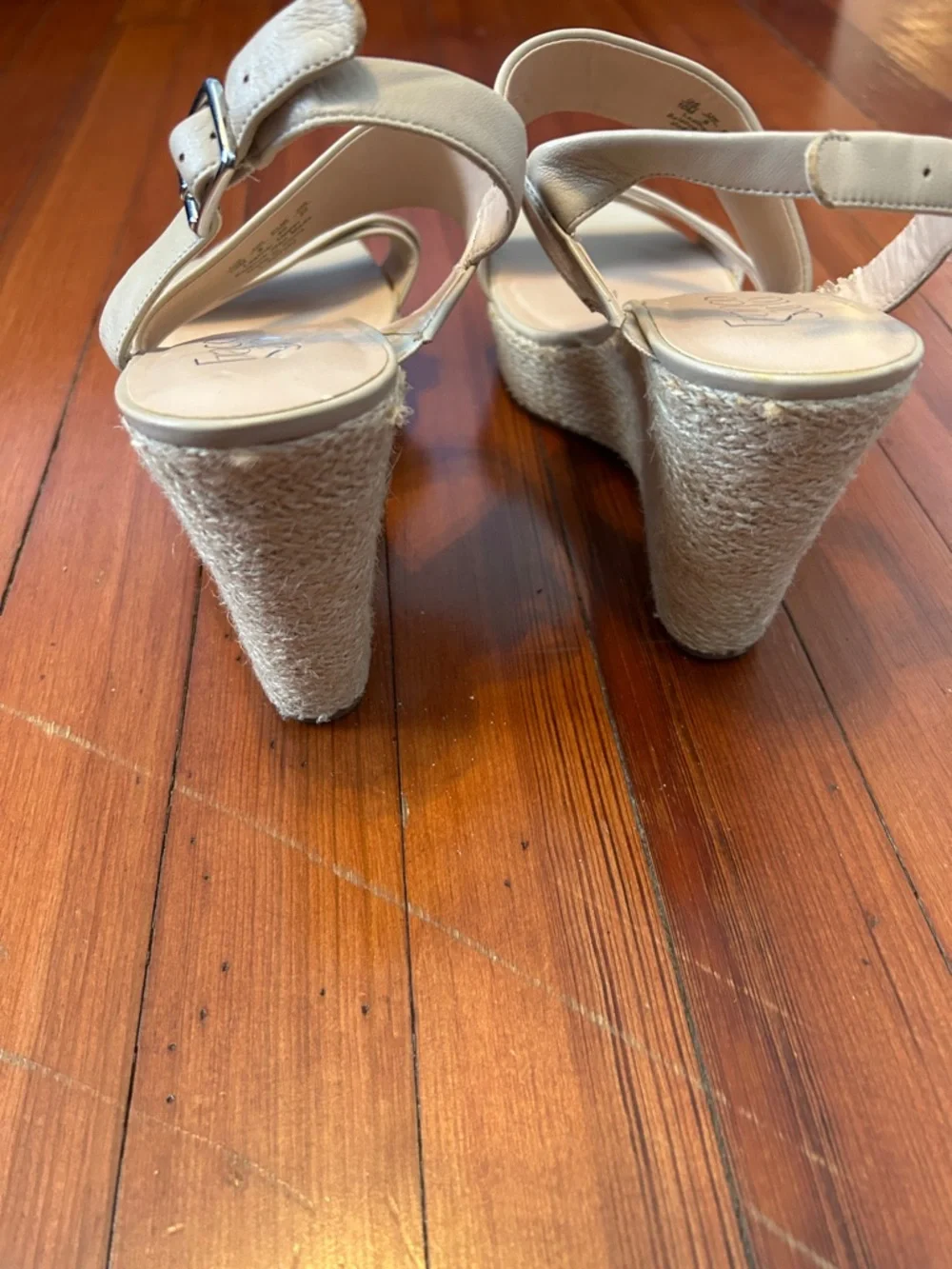 Franco Sarto Espadrille Wedge Sandals Size 10 Cream Ankle Strap Platform Summer